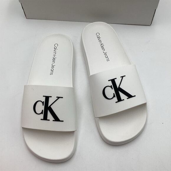 Calvin Klein Women's Arin Logo Slide Sandals White Size 9 M Casual - Picture 3 of 7